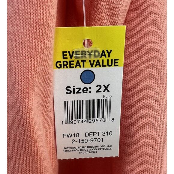 NWT No Comment Plus NY LA Womens Peach Distressed Sweatshirt Size 2X - Picture 4 of 5